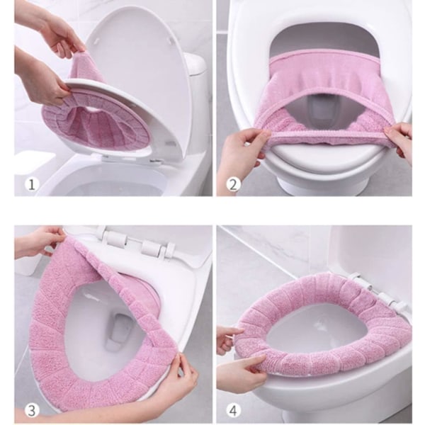 Vaaleanpunainen 1-osainen wc- cover set kylpyhuoneeseen - pehmeä ja lämmin T