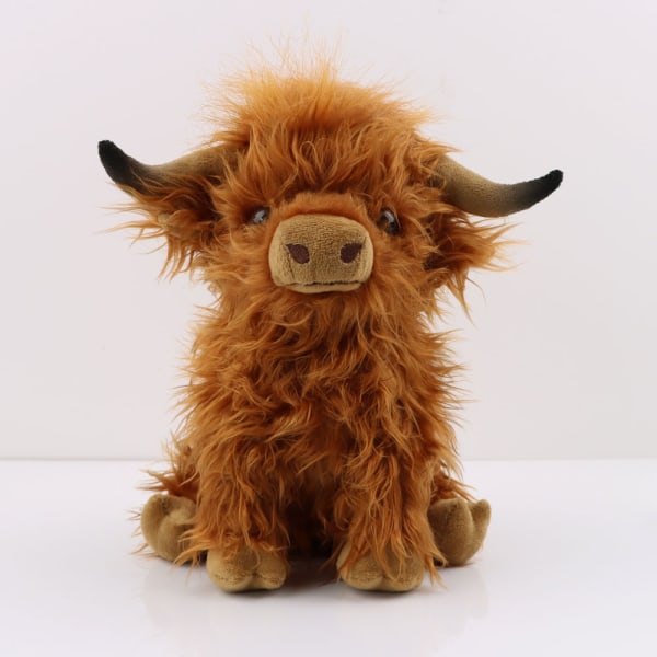 Soft Toy Highland Cow Moo, blødt og realistisk farmlegetøj, Natu