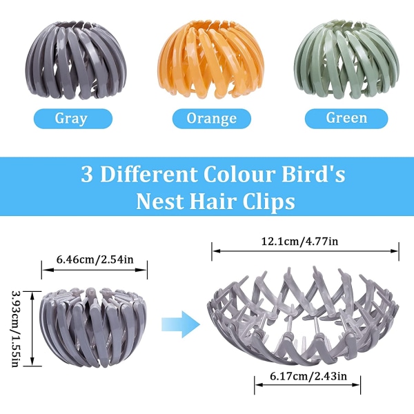 3 ST#B Hårband Bird Nest Form Automatisk hårklämma hästsvans