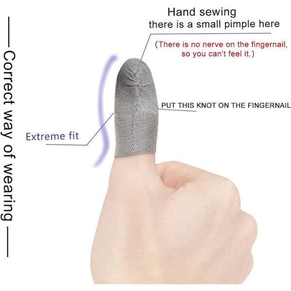 Silverfiber, 0,01\" (0,5 mm) Ultratunn, PUBG Mobile Finger Sleeve Anti-Sweat Andningsbar för High-Ran