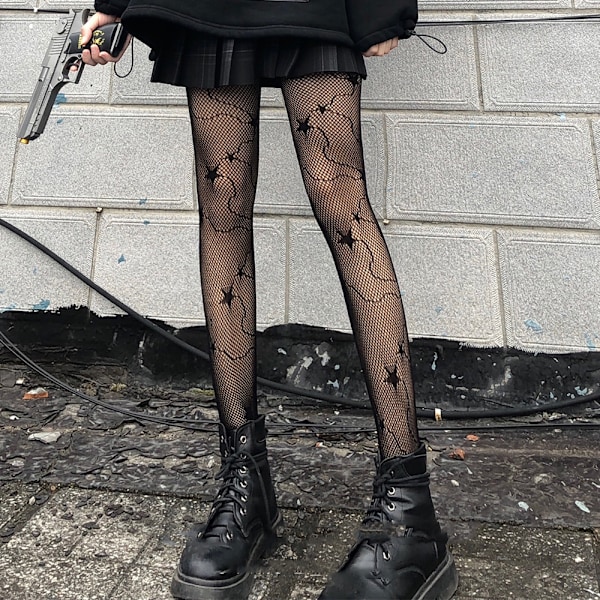 Fisknätsstrumpor Tights Tights Hög Midja Ihåliga (stjärnor) för Kvinnor