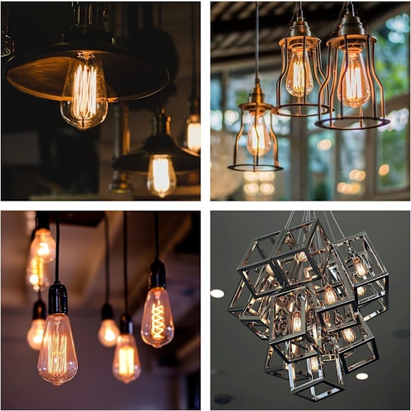 6x E26 60W Edison-pære Glødelampe 220V ST64 Retro 64mm x 1
