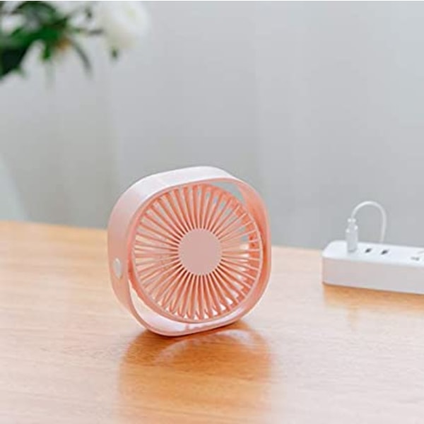 (Vaaleanpunainen) Mini Desk Fan Hiljainen USB tuuletin Tehokas, 3 nopeutta ja 36