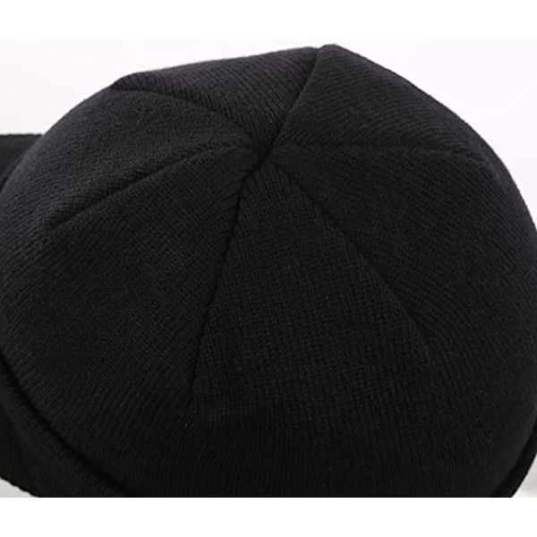 Herre Vinter Beanie Hat med Skygge Varm Dobbelt Strik Manchet Beanie C