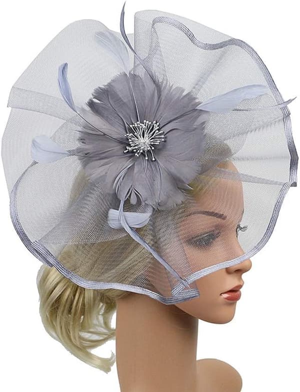 (Grå) Mesh bröllop bikini hatt kreativa modeller bal hårsnodd du