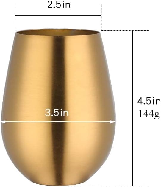 Sett med 6 stilkfri vinglass, 17 oz 18/8 (Gold)