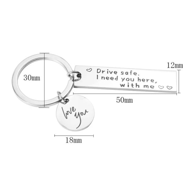 1pcs Black Stainless steel “Drive safe” key ring