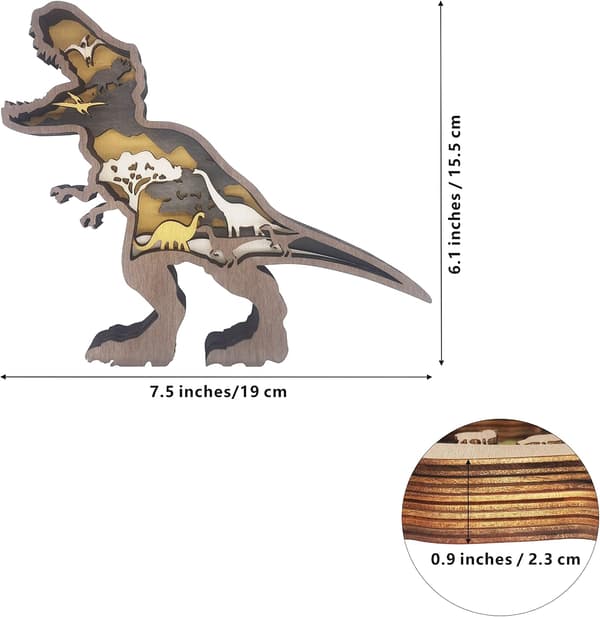 3D Velociraptor Dekor Tre Skogdyr Statuer Veggkunst for