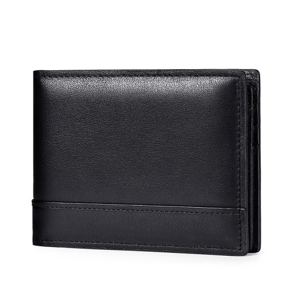 (sort) Herre Læder Bifold Møntpung 11cm L x 1.5cm B x 8cm H