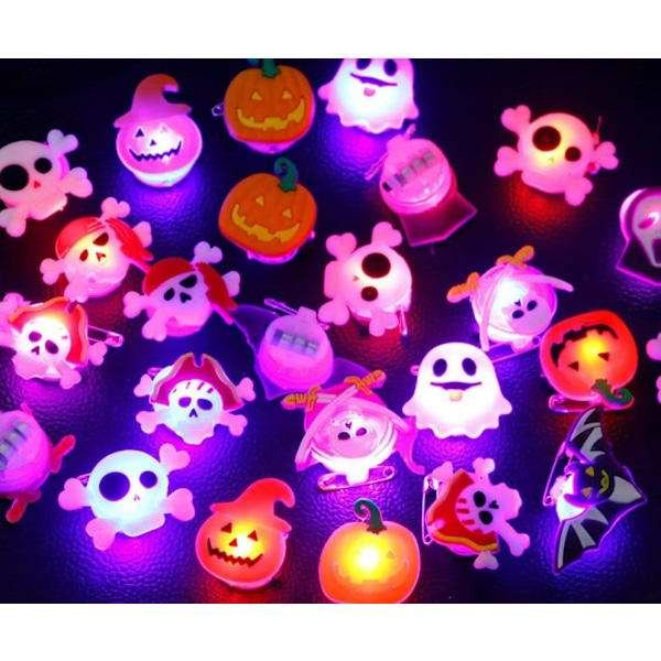 28 stk. skumle og trendy Halloween LED-lysringer som lyser i mørket