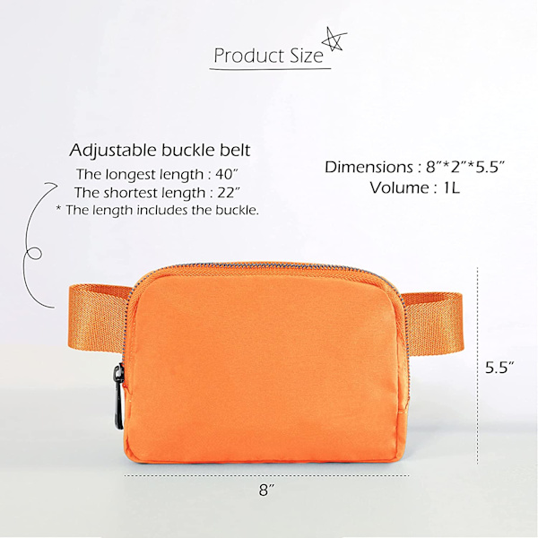 Unisex Mini Bältesväska med Justerbar Rem Liten Midjeväska för orange