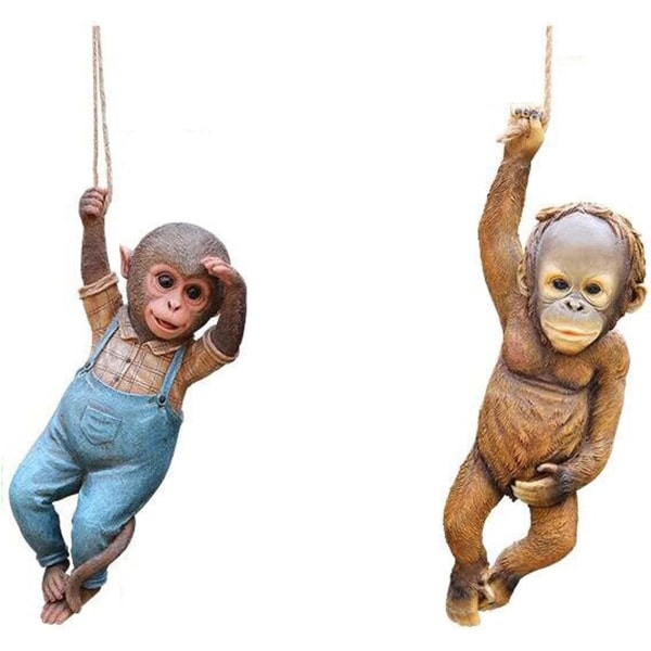 2 st Resin Monkey Climbing Hanging Resin Monkey Statue Garde