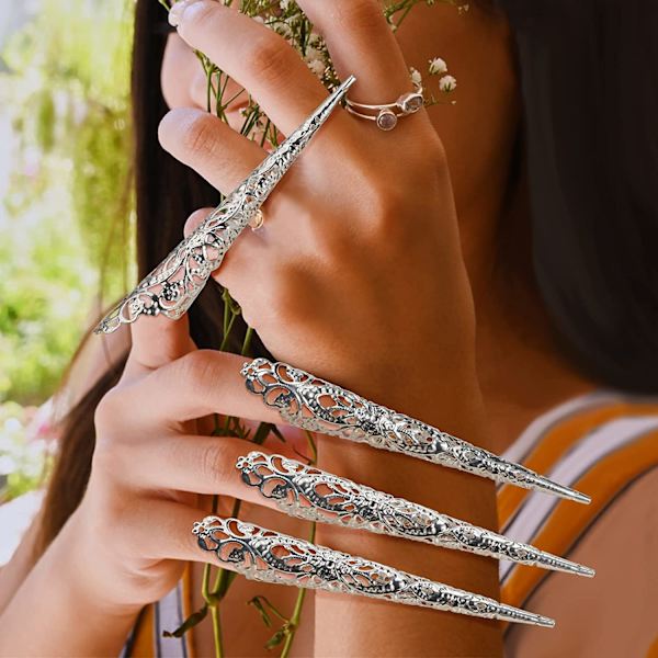 10-pack fingernagels spets kloringar, antika drottning kostym finger