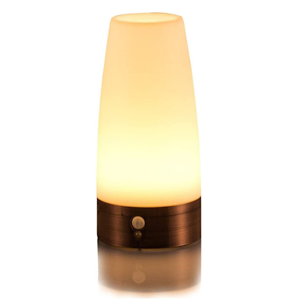 Bordlampe, Retro LED-nattelys, Sengelampe med trådløs PIR