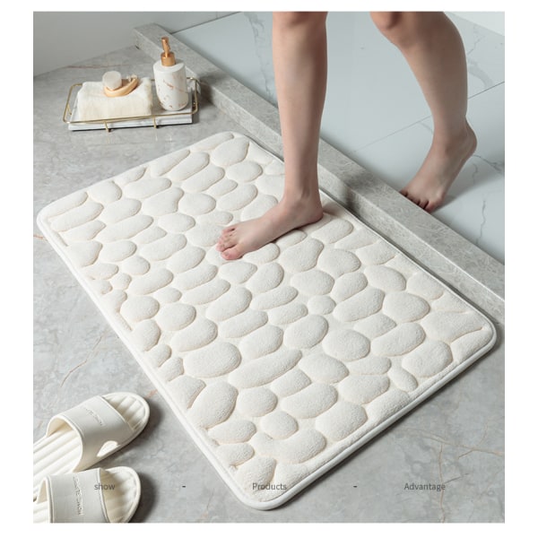 Beige 40*60cm Non-Slip Foam Bath Mat, Absorbent Machine Washable