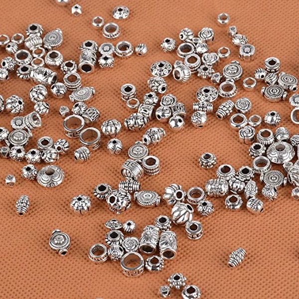 100g Sølv Spacer Beads Runde Antikke Tibetanske Spacer Beads Meta