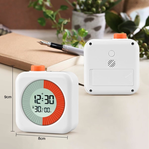 Digital visuell timer (vit), 3 i 1 med timer, klocka och alarmfunktion