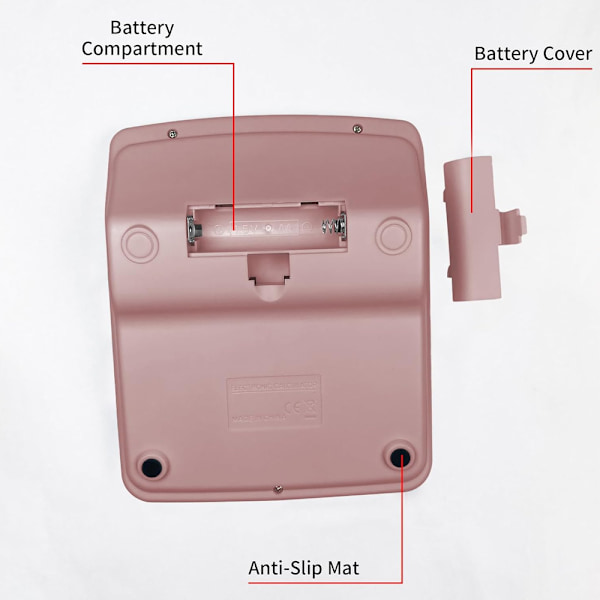 Solcelledrevet lommeregner med stort display - pink - 1 stk