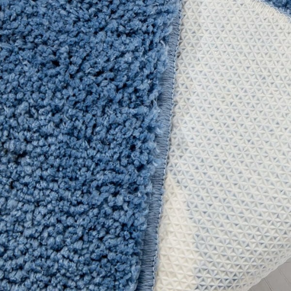 Blå badrumsmatta - halkfri matta i valform, tvättbar mikrofiber