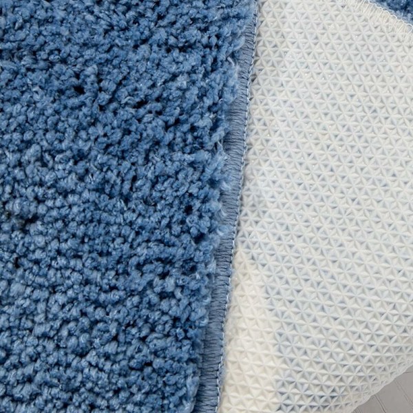 Blå badrumsmatta - Valformad halkfri matta, tvättbar mikrofiber