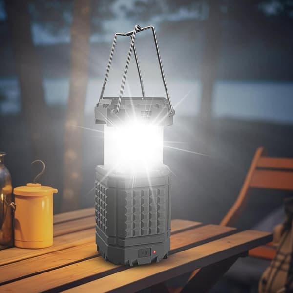 Solar- og håndsving LED-campinglanterne / Bærbart lys — 5000mAh USB genopladelig