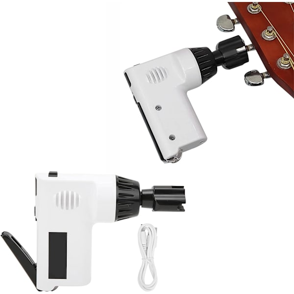 (Valkoinen) 1 kpl langaton sähkökitara viritin universaali soitinviritin kitaran pora sisäänrakennetulla 800mAh ladattavalla akulla USB-kaapelilla