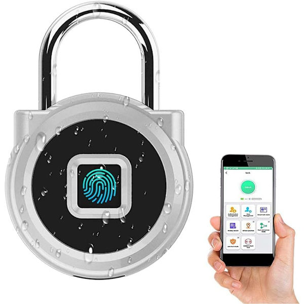 Sølv - Digital hengelås for treningsstudio, mobil app-opplåsing, autorisert,