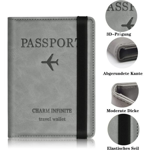 Ranskan cover kansi, harmaa passin cover RFID-estolla, Art
