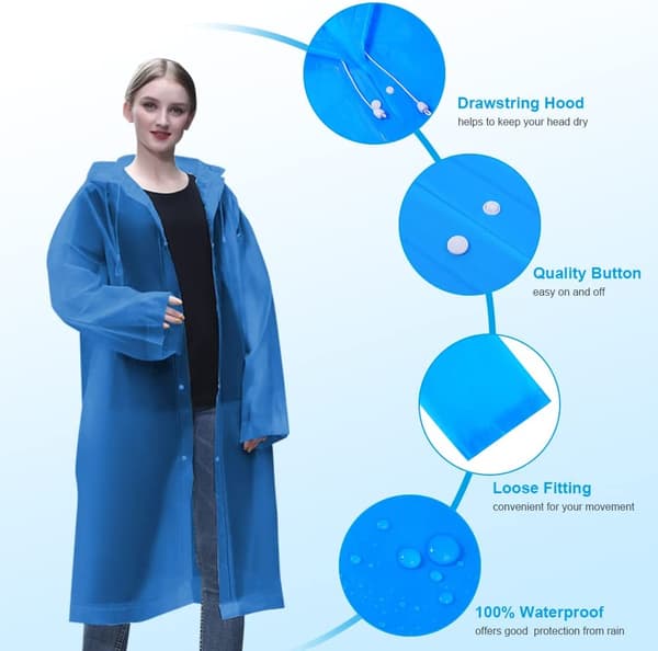 Regnponcho, 2-delt regnponcho, gjenbrukbar poncho EVA-materiale,