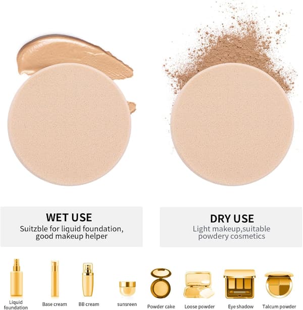Sæt med 6 mini runde hypoallergene makeupsvampe til foundation