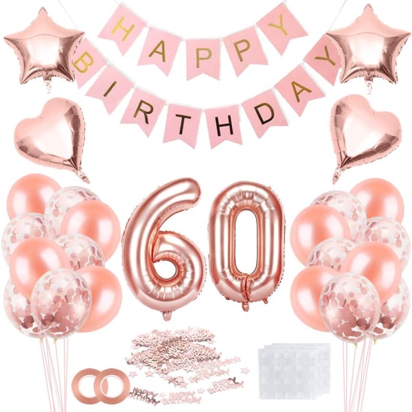 60 syntymäpäivä tytön ilmapallo, ruusukulta 60 ilmapallo, 60 vuotta vanha