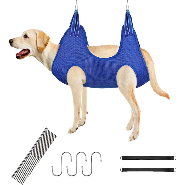 Hundepleiesett, [7-i-1] Kjæledyrhengekøye i tøy med kam, S-formet