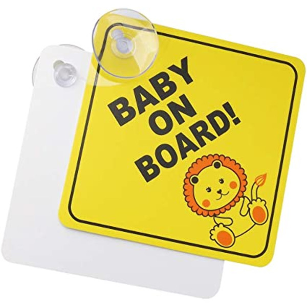 2 stk. Baby on Board bil advarselsskilte (løve stil, 12*12 cm), Baby on Boa