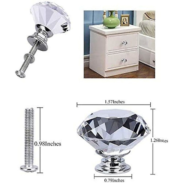 10 stk krystall skuffeknapper kommode møbelknapper sink legering