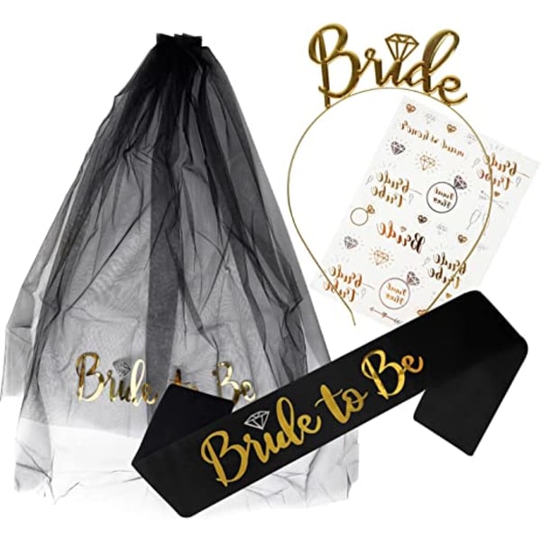 Bride Belt Headdress Set (musta neliosainen set), kanabileitä