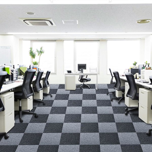 Teppefliser 30 x 30 cm Selvklebende Teppefliser Sklisikre Gjenbrukbare Teppeflater (10 stk) Dark Gray