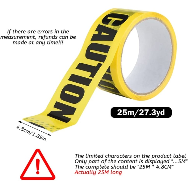 (Sort/Gul) Advarselstape, 25M IKKE INN Adhesive Safety Ta