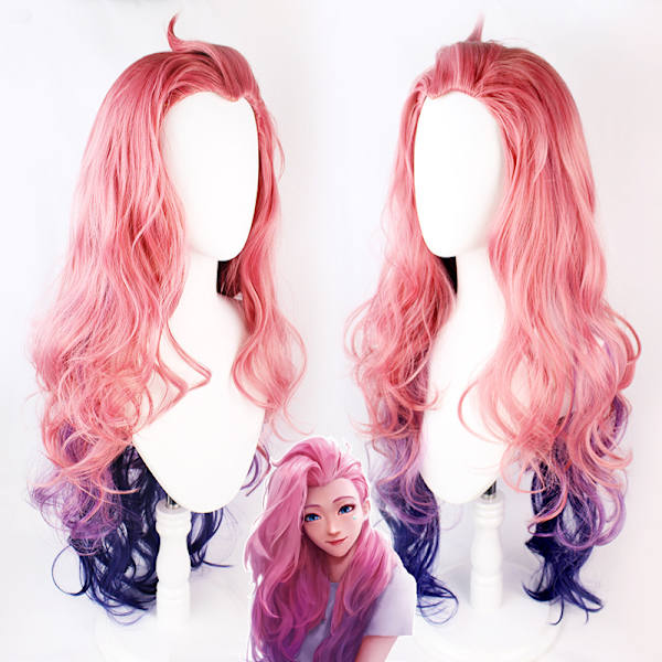 Pink Evolution Sininen Violetti Lolita Pitkä Kiharainen Hiustappi Hevoshäntä C