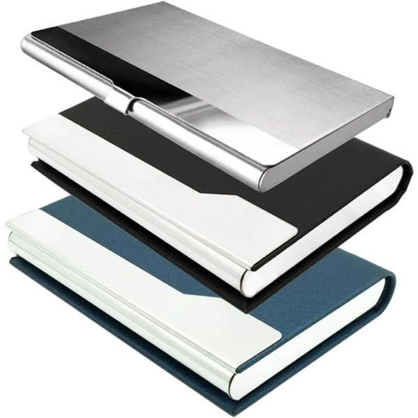 3 Pack Business Card Holder, with Magnetic and Metal Closure for