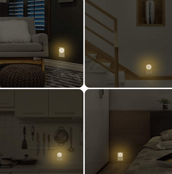 Sett med 6 nattlys, nattlys med lyssensor, LED-nattlys