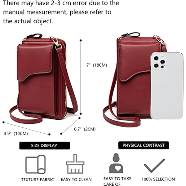 Pieni nahkainen olkalaukku, crossbody-laukku, matkapuhelinlompakko