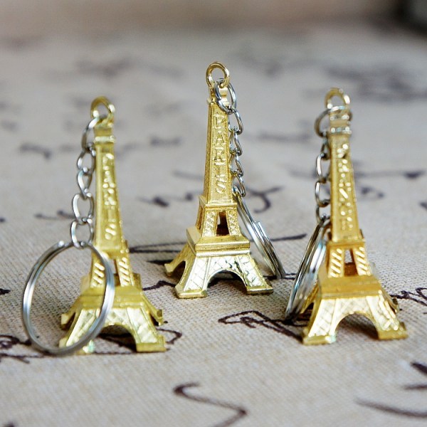 4 stykker Retro Eiffeltårnet nøgleringe Fransk souvenir nøglering, Go