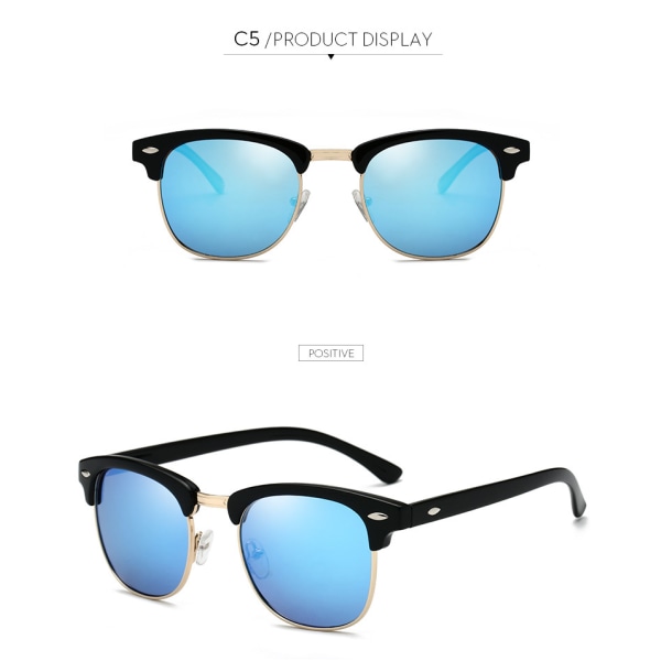 Halv kantløse polariserede solbriller til mænd (lyse sort stel
