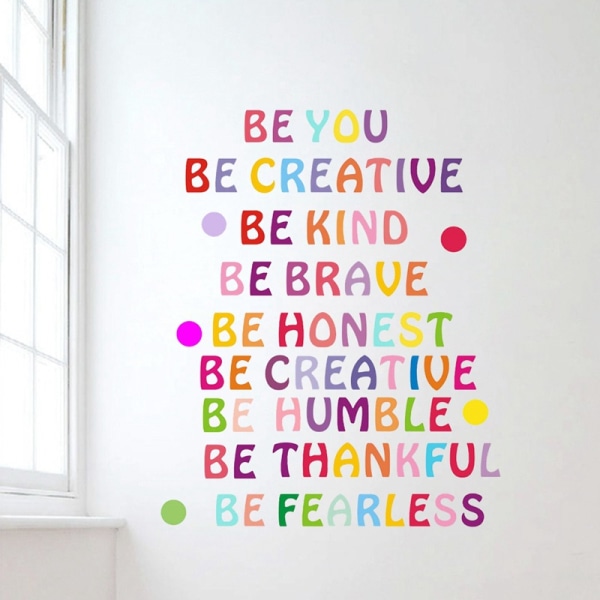 Värikäs inspiroiva seinätarra, motivoiva lausetarra I