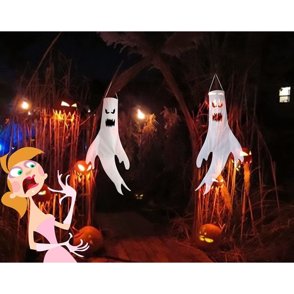 Halloween Decorations Ghost Windsocks Hængende Decor for Home Ind