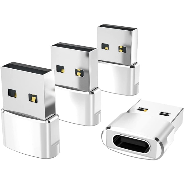 4-pakning USB C hunn til USB hann adapter, konverter lader type C