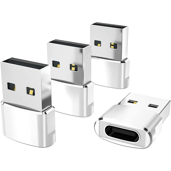 USB C-hun til USB-han-adapter 4-pak, konverter oplader Type C