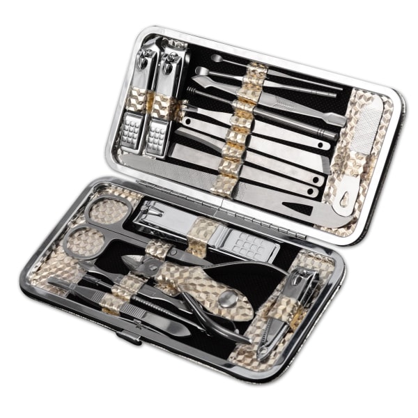 21pcs/set Black Stainless Steel Kit Manicure Set Pedicure To