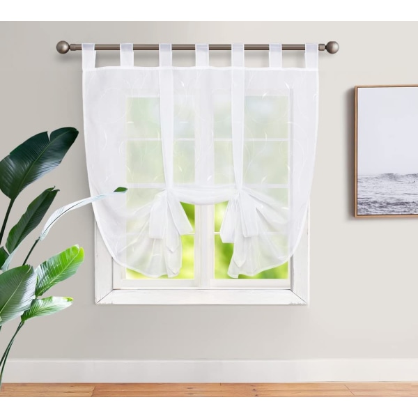 Hvid, 120cmx140cm Window Curtain Brodery Roman Shades Voile