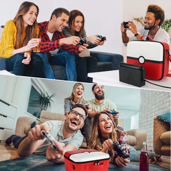 Resväska för Nintendo Switch & Switch OLED, Röd&Vit